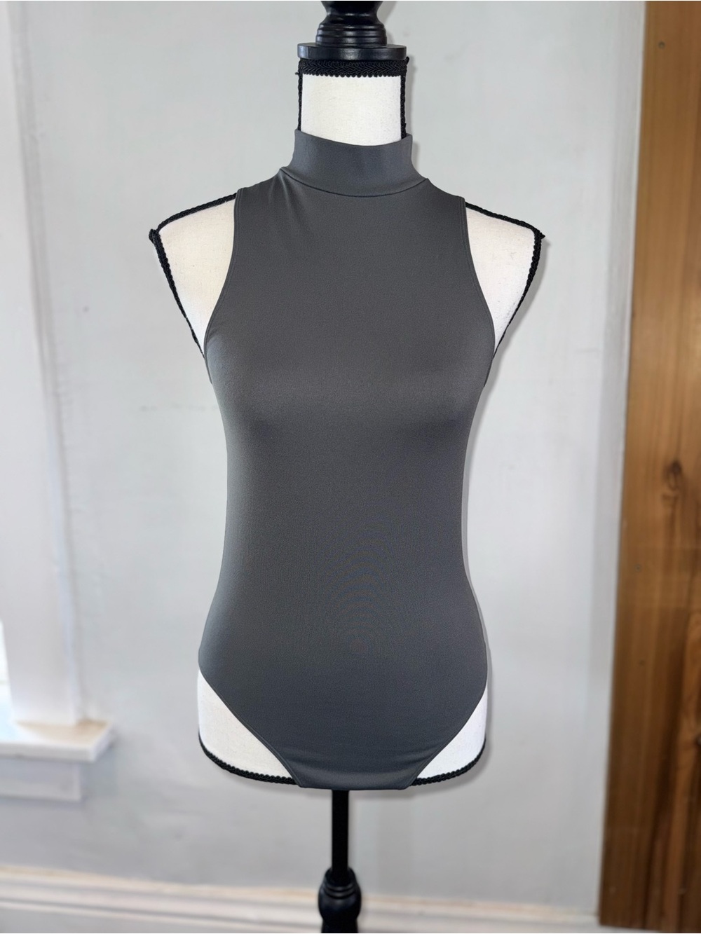 Sleeveless Mock Neck Bodysuit - Gray